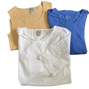 Chico’s tops Size 0 (4) Bundle - Ultimate tee, silk blend tank, lace sleeve top